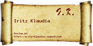 Iritz Klaudia névjegykártya
